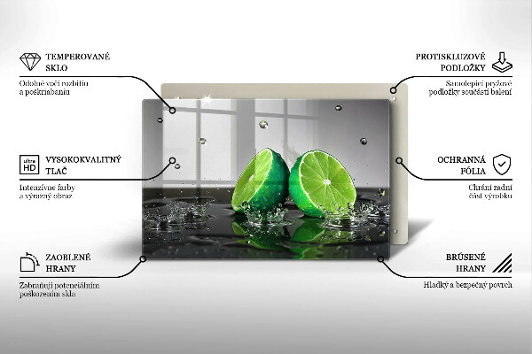 Tabla de cortar de vidrio Limas jugosas y agua