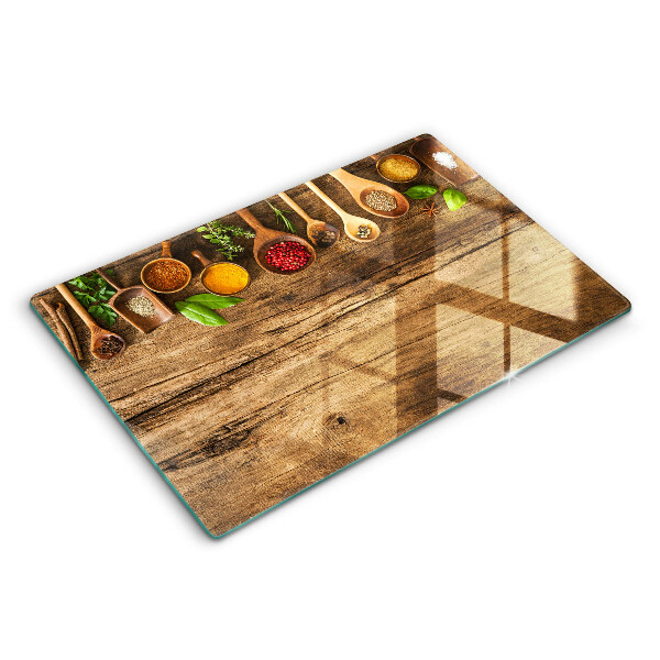 Tabla de cortar de vidrio Cucharas de madera de especias