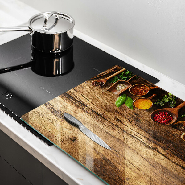 Tabla de cortar de vidrio Cucharas de madera de especias