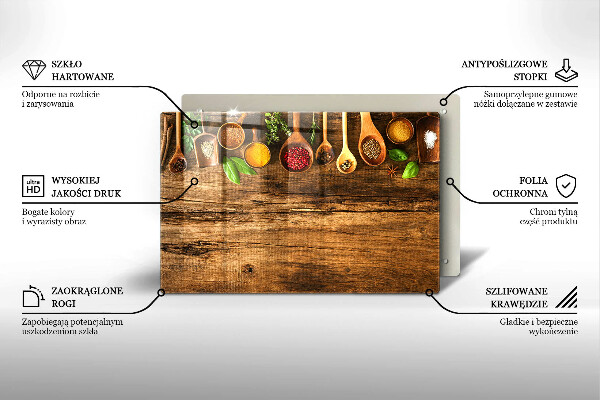 Tabla de cortar de vidrio Cucharas de madera de especias