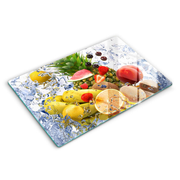 Tabla de cortar de vidrio Fruta jugosa y agua