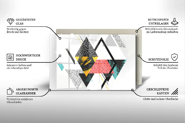 Tabla de cortar de vidrio Triángulos abstractos