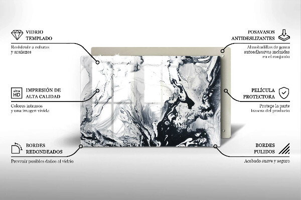 Tabla de cortar de vidrio Abstracción de tinta