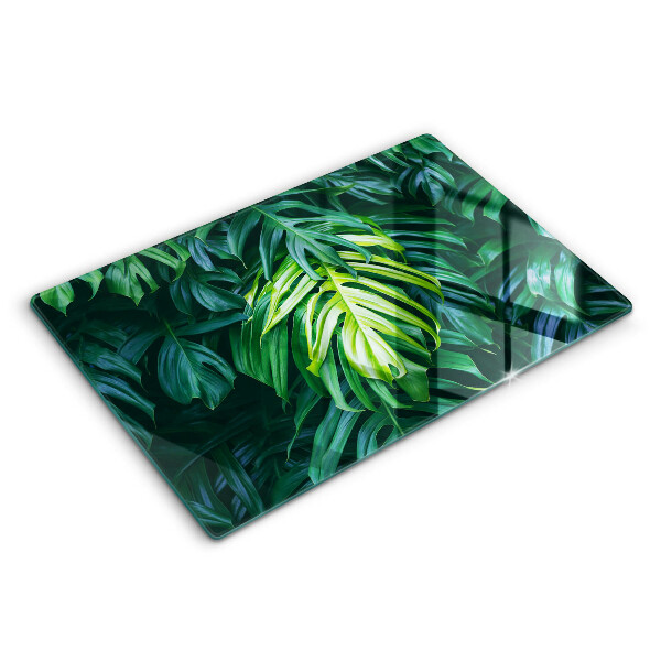 Tabla de cortar de vidrio Hojas de monstera salvaje