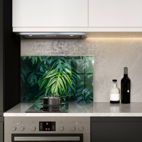 Tabla de cortar de vidrio Hojas de monstera salvaje