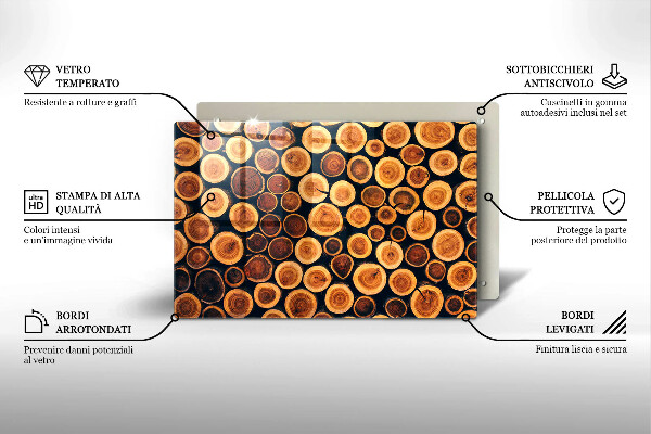 Tabla de cortar de vidrio Tocones de árboles de madera