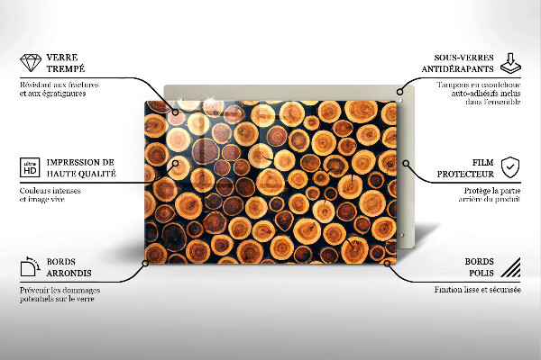 Tabla de cortar de vidrio Tocones de árboles de madera