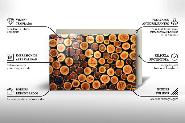 Tabla de cortar de vidrio Tocones de árboles de madera