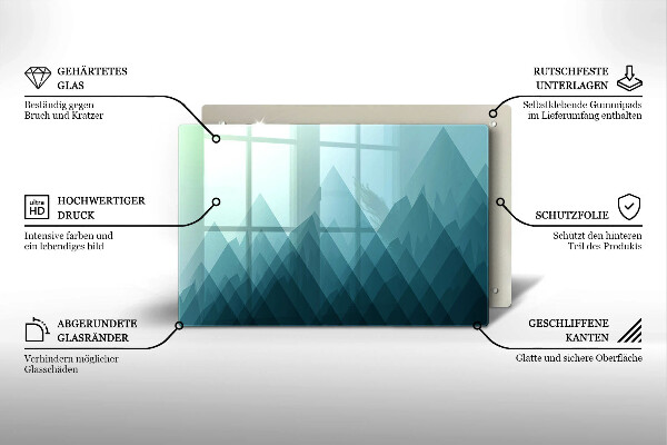 Tabla de cortar de vidrio Montañas abstractas