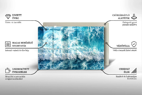 Tabla de cortar de vidrio Olas de agua de mar