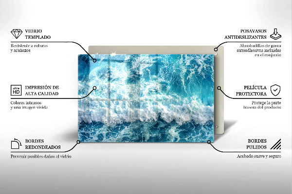 Tabla de cortar de vidrio Olas de agua de mar