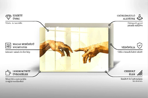 Tabla de cortar de vidrio Creación de las manos de adán