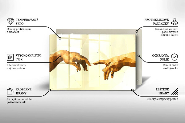 Tabla de cortar de vidrio Creación de las manos de adán