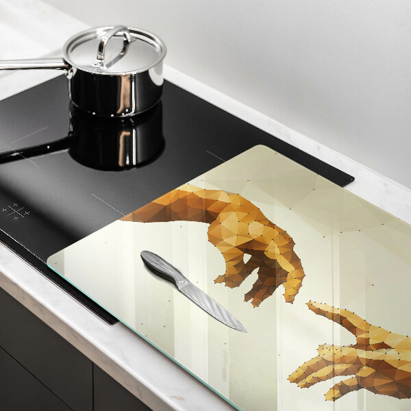 Tabla de cortar de vidrio Creación de las manos de adán