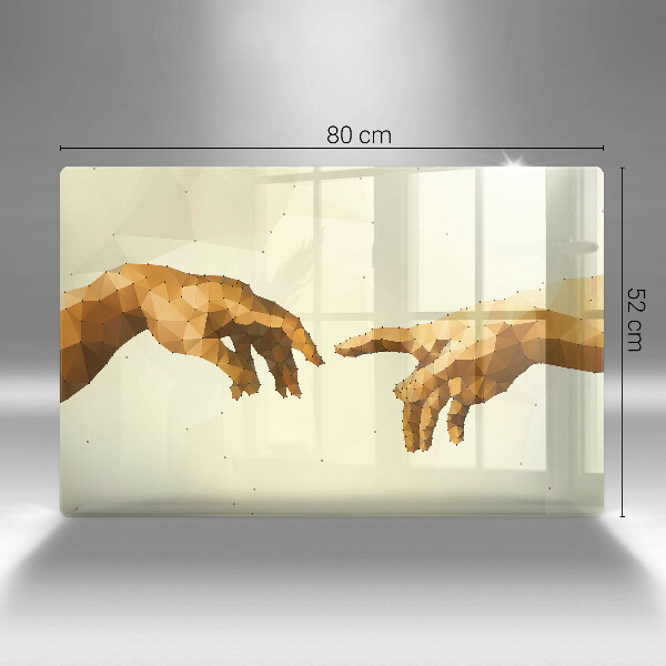 Tabla de cortar de vidrio Creación de las manos de adán