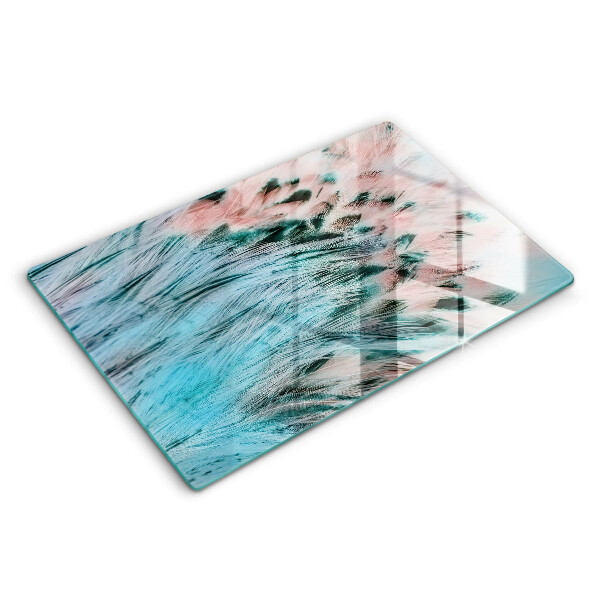 Tabla de cortar de vidrio Plumas de pájaro boho
