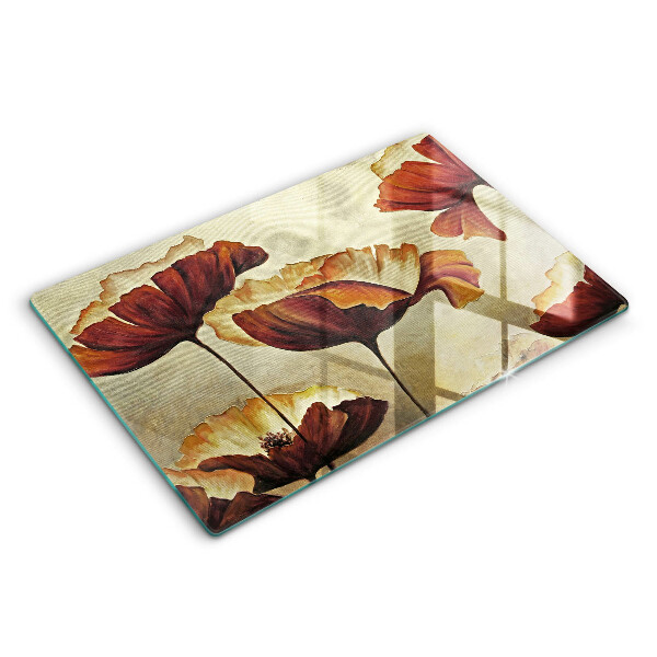 Tabla de cortar de vidrio Flores boho pintadas