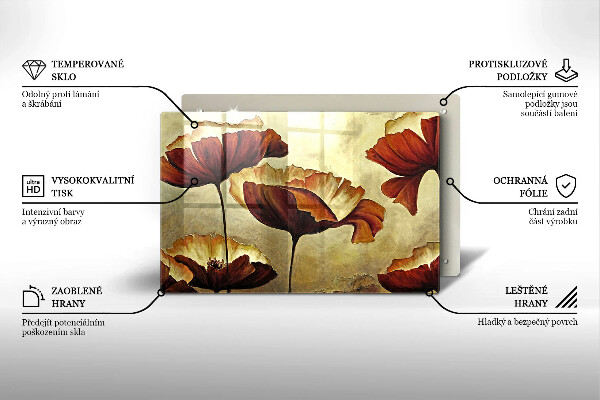 Tabla de cortar de vidrio Flores boho pintadas