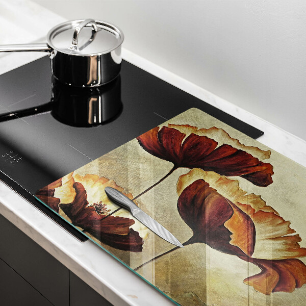 Tabla de cortar de vidrio Flores boho pintadas