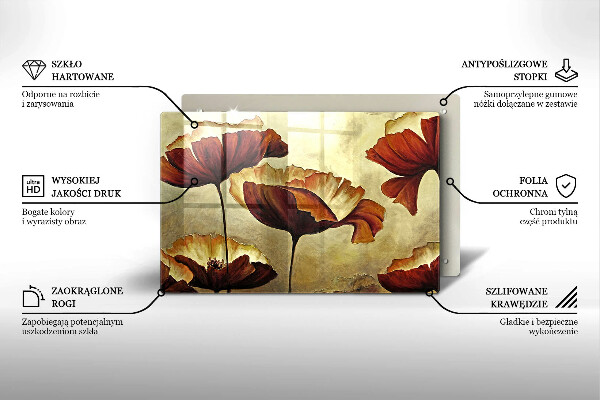 Tabla de cortar de vidrio Flores boho pintadas