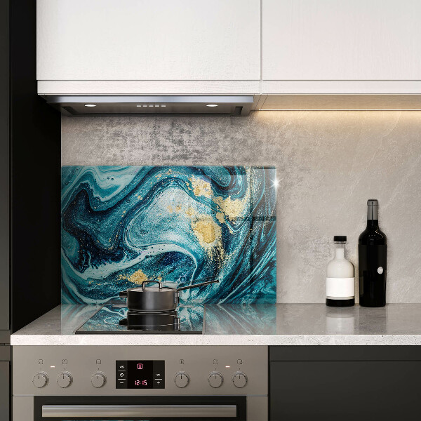 Tabla de cortar de vidrio Abstracción de oro azul