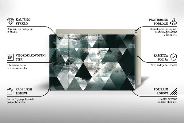 Tabla de cortar de vidrio Triángulos y agua