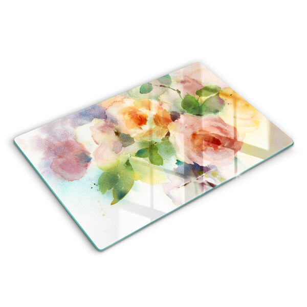 Tabla de cortar de vidrio Flores pintadas