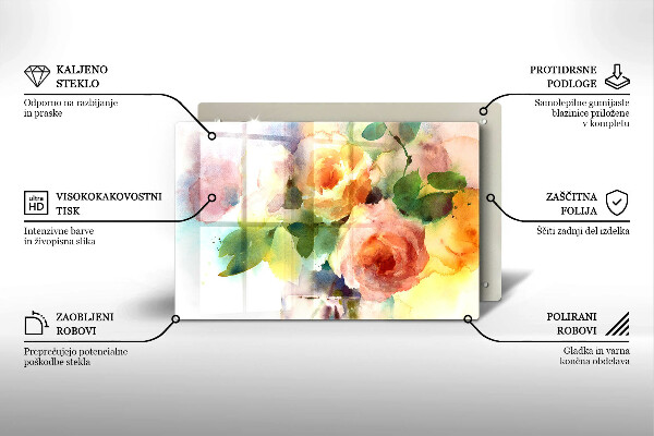 Tabla de cortar de vidrio Flores pintadas