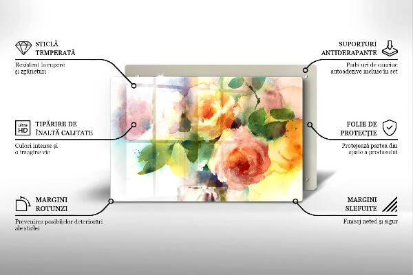 Tabla de cortar de vidrio Flores pintadas