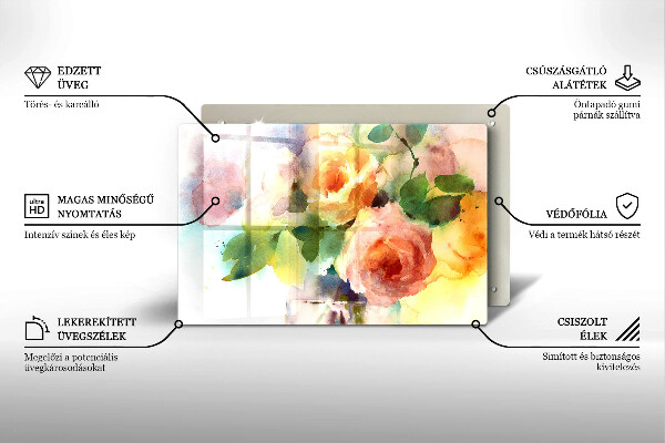 Tabla de cortar de vidrio Flores pintadas