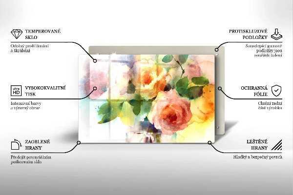 Tabla de cortar de vidrio Flores pintadas