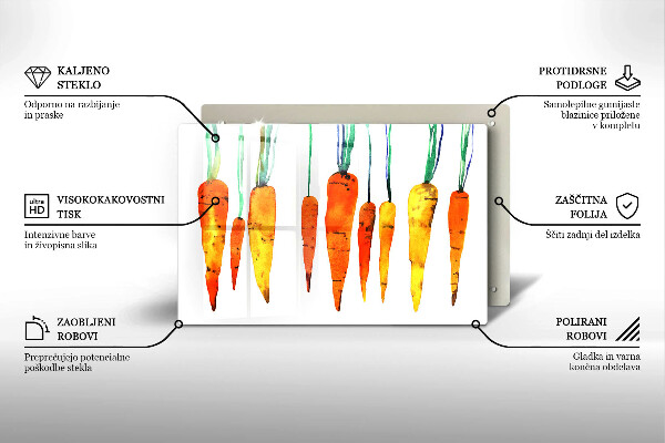 Tabla de cortar de vidrio Ilustración de zanahoria