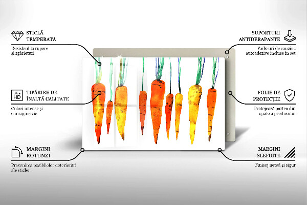 Tabla de cortar de vidrio Ilustración de zanahoria