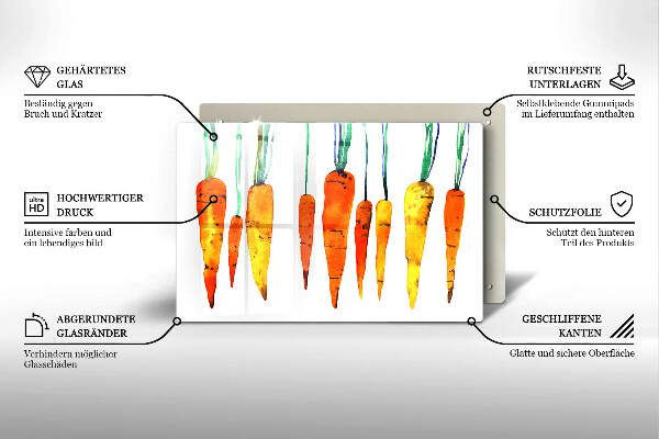 Tabla de cortar de vidrio Ilustración de zanahoria