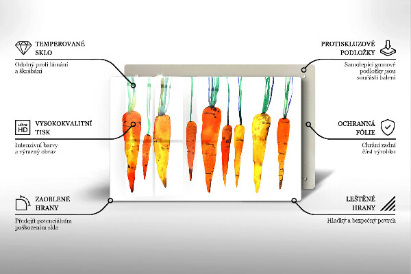 Tabla de cortar de vidrio Ilustración de zanahoria