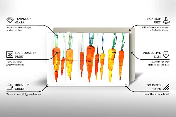 Tabla de cortar de vidrio Ilustración de zanahoria