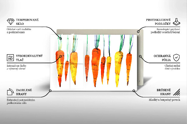 Tabla de cortar de vidrio Ilustración de zanahoria