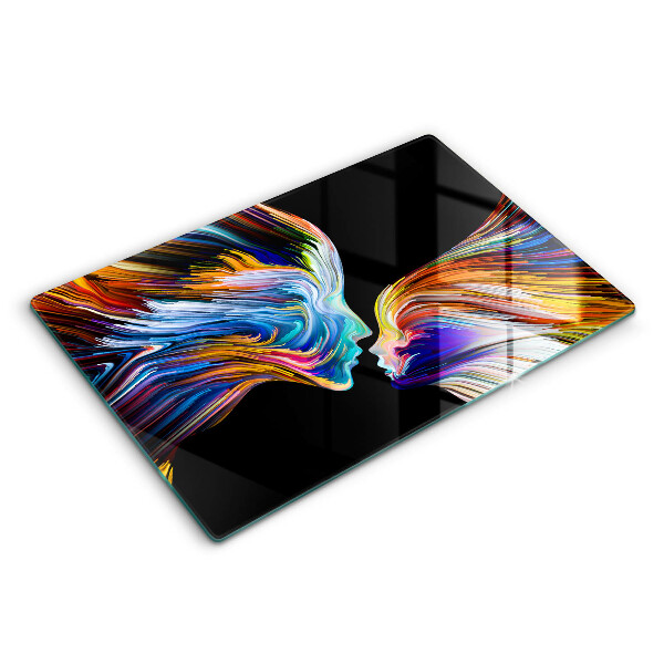 Tabla de cortar de vidrio Abstracción de beso