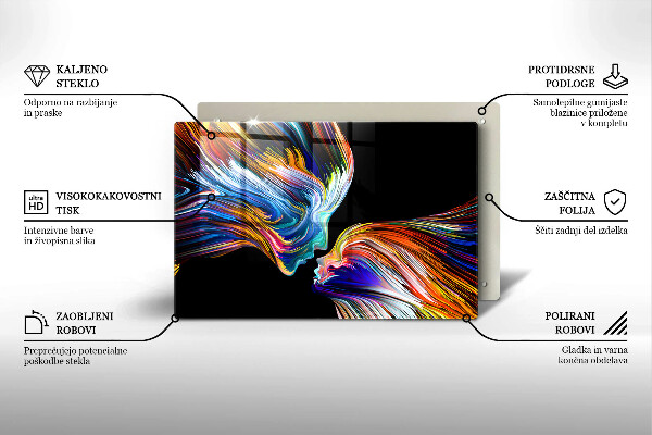 Tabla de cortar de vidrio Abstracción de beso