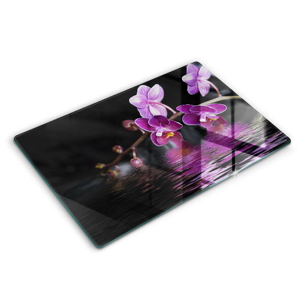 Tabla de cortar de vidrio Agua zen de orquídeas
