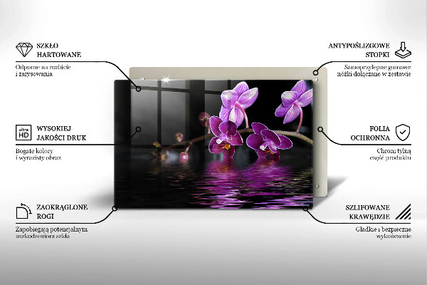 Tabla de cortar de vidrio Agua zen de orquídeas