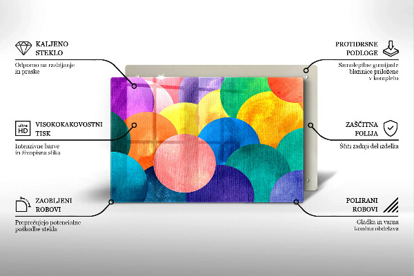 Tabla de cortar de vidrio Círculos de colores