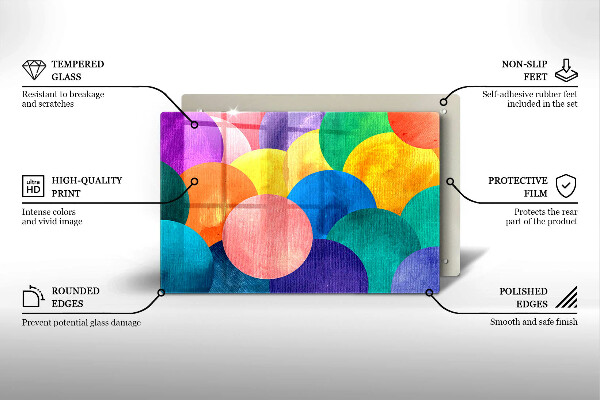 Tabla de cortar de vidrio Círculos de colores