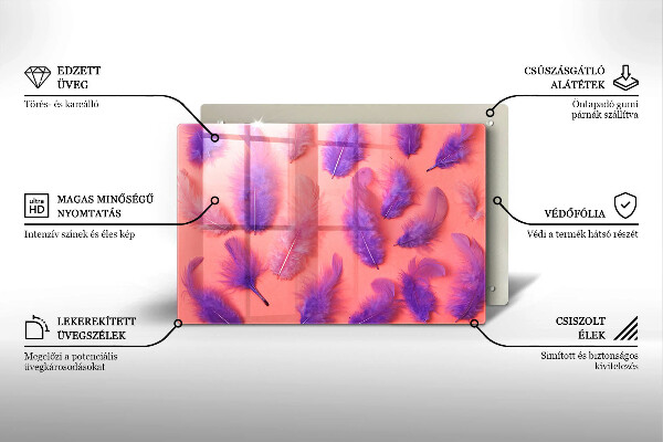 Tabla de cortar de vidrio Plumas esponjosas