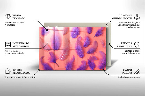 Tabla de cortar de vidrio Plumas esponjosas