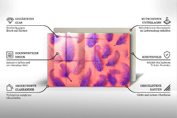 Tabla de cortar de vidrio Plumas esponjosas