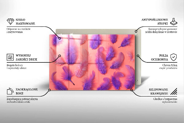 Tabla de cortar de vidrio Plumas esponjosas