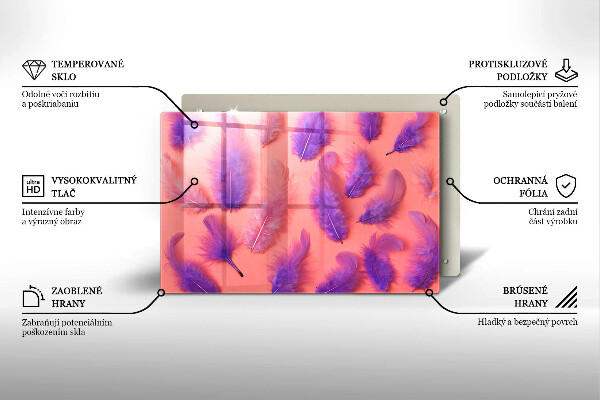 Tabla de cortar de vidrio Plumas esponjosas
