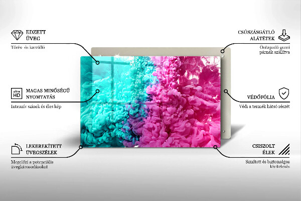 Tabla de cortar de vidrio Humo rosa turquesa