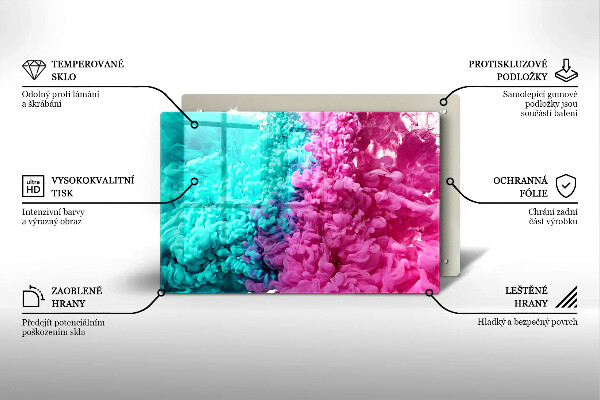 Tabla de cortar de vidrio Humo rosa turquesa